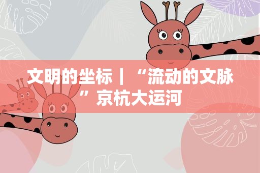 文明的坐标｜“流动的文脉”京杭大运河