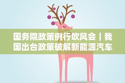 国务院政策例行吹风会｜我国出台政策破解新能源汽车“找桩难”