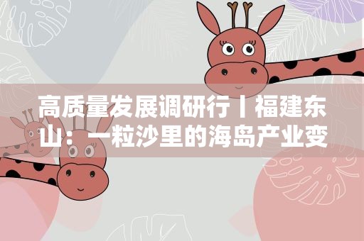 高质量发展调研行丨福建东山：一粒沙里的海岛产业变迁