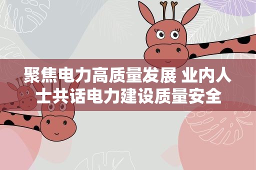 聚焦电力高质量发展 业内人士共话电力建设质量安全