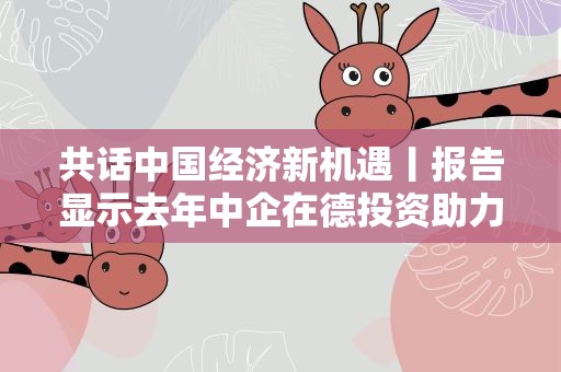 共话中国经济新机遇丨报告显示去年中企在德投资助力创造就业
