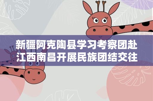 新疆阿克陶县学习考察团赴江西南昌开展民族团结交往交流活动
