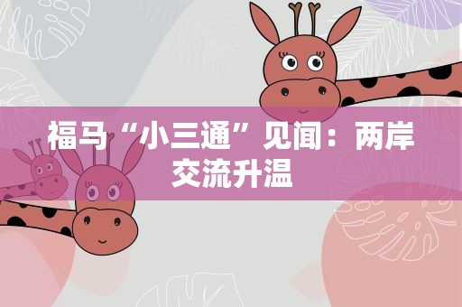 福马“小三通”见闻：两岸交流升温