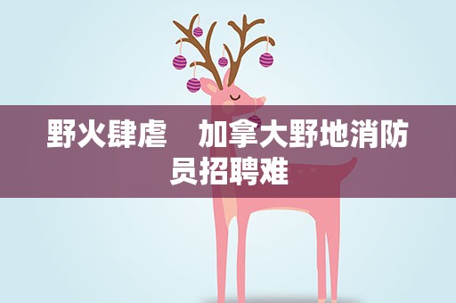 野火肆虐　加拿大野地消防员招聘难