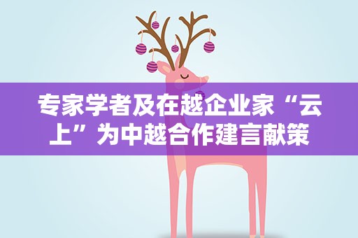 专家学者及在越企业家“云上”为中越合作建言献策