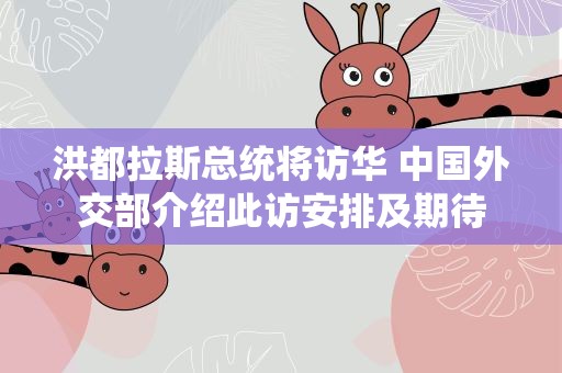 洪都拉斯总统将访华 中国外交部介绍此访安排及期待
