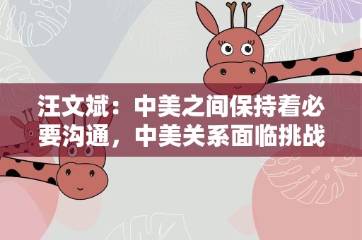 汪文斌：中美之间保持着必要沟通，中美关系面临挑战，责任不在中方