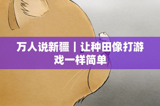 万人说新疆｜让种田像打游戏一样简单