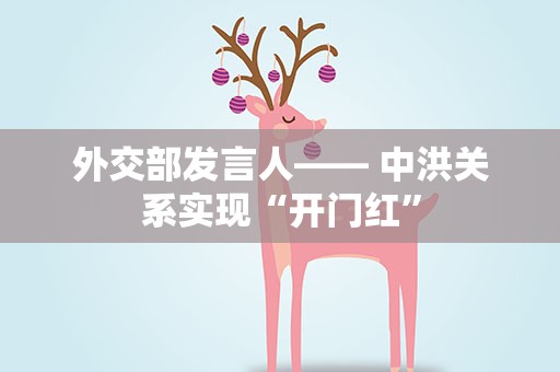 外交部发言人—— 中洪关系实现“开门红”