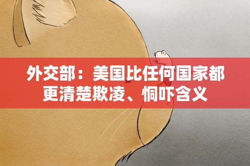 外交部：美国比任何国家都更清楚欺凌、恫吓含义