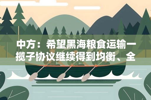 中方：希望黑海粮食运输一揽子协议继续得到均衡、全面、有效落实