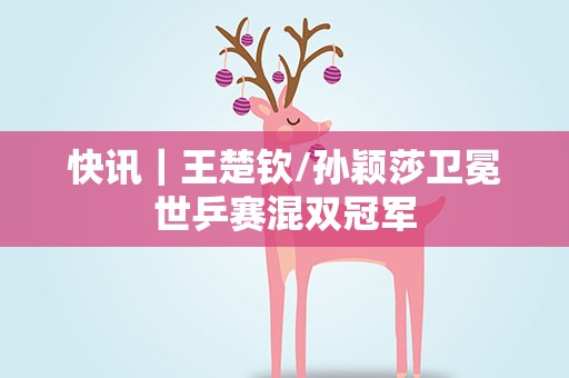 快讯｜王楚钦/孙颖莎卫冕世乒赛混双冠军
