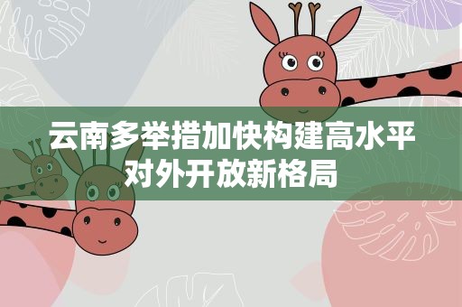 云南多举措加快构建高水平对外开放新格局