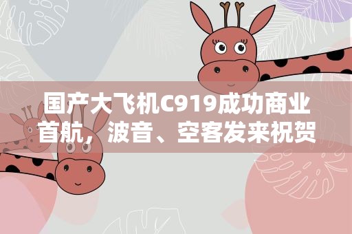 国产大飞机C919成功商业首航，波音、空客发来祝贺！