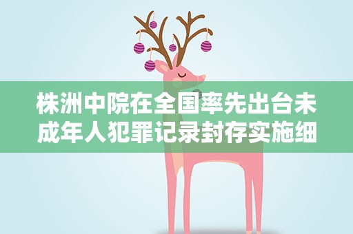 株洲中院在全国率先出台未成年人犯罪记录封存实施细则