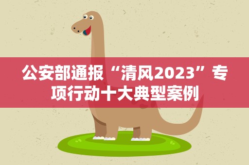 公安部通报“清风2023”专项行动十大典型案例