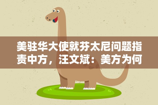美驻华大使就芬太尼问题指责中方，汪文斌：美方为何忘恩负义?