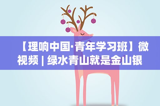 【理响中国·青年学习班】微视频| 绿水青山就是金山银山