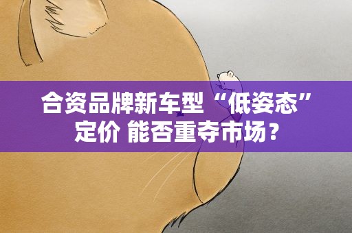 合资品牌新车型“低姿态”定价 能否重夺市场？