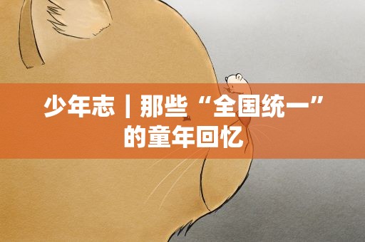 少年志｜那些“全国统一”的童年回忆