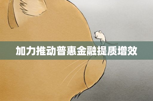 加力推动普惠金融提质增效