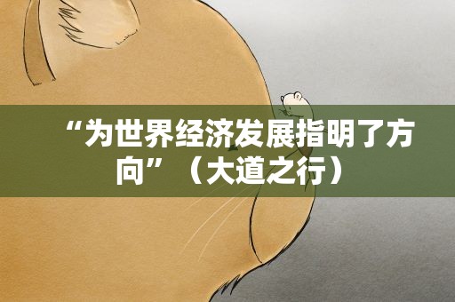 “为世界经济发展指明了方向”（大道之行）