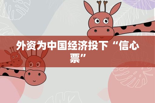 外资为中国经济投下“信心票”