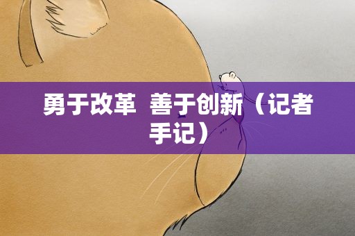 勇于改革 善于创新（记者手记）