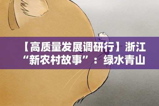 【高质量发展调研行】浙江“新农村故事”：绿水青山间的“共富梦”