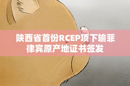 陕西省首份RCEP项下输菲律宾原产地证书签发