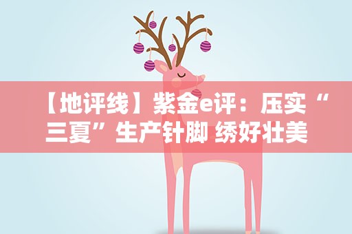 【地评线】紫金e评：压实“三夏”生产针脚 绣好壮美丰收画卷