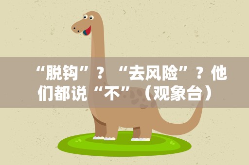“脱钩”？“去风险”？他们都说“不”（观象台）