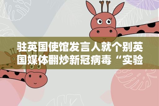 驻英国使馆发言人就个别英国媒体翻炒新冠病毒“实验室泄漏论”答问