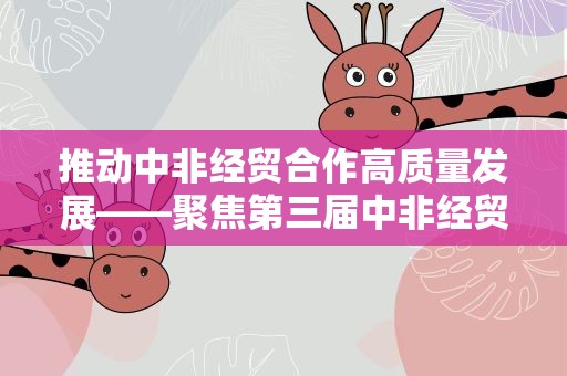 推动中非经贸合作高质量发展——聚焦第三届中非经贸博览会筹备及中非经贸合作有关情况